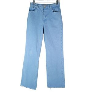 Zara Jeans Womens 8 Wide Leg Blue Light Wash Baggy Denim High Rise